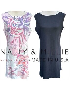 NWT Nally & Millie Black/Pastel Floral Reversible Sleeveless Dress (XL)